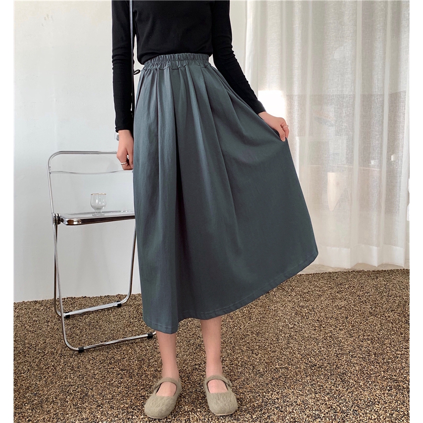 SUXI Chân Váy Chữ A Xếp Li Phong Cách Hàn Quốc