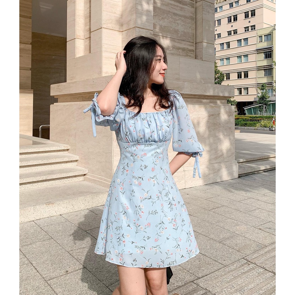 Đầm CAREN - Đầm hoa tay lửng phồng nhẹ | BigBuy360 - bigbuy360.vn