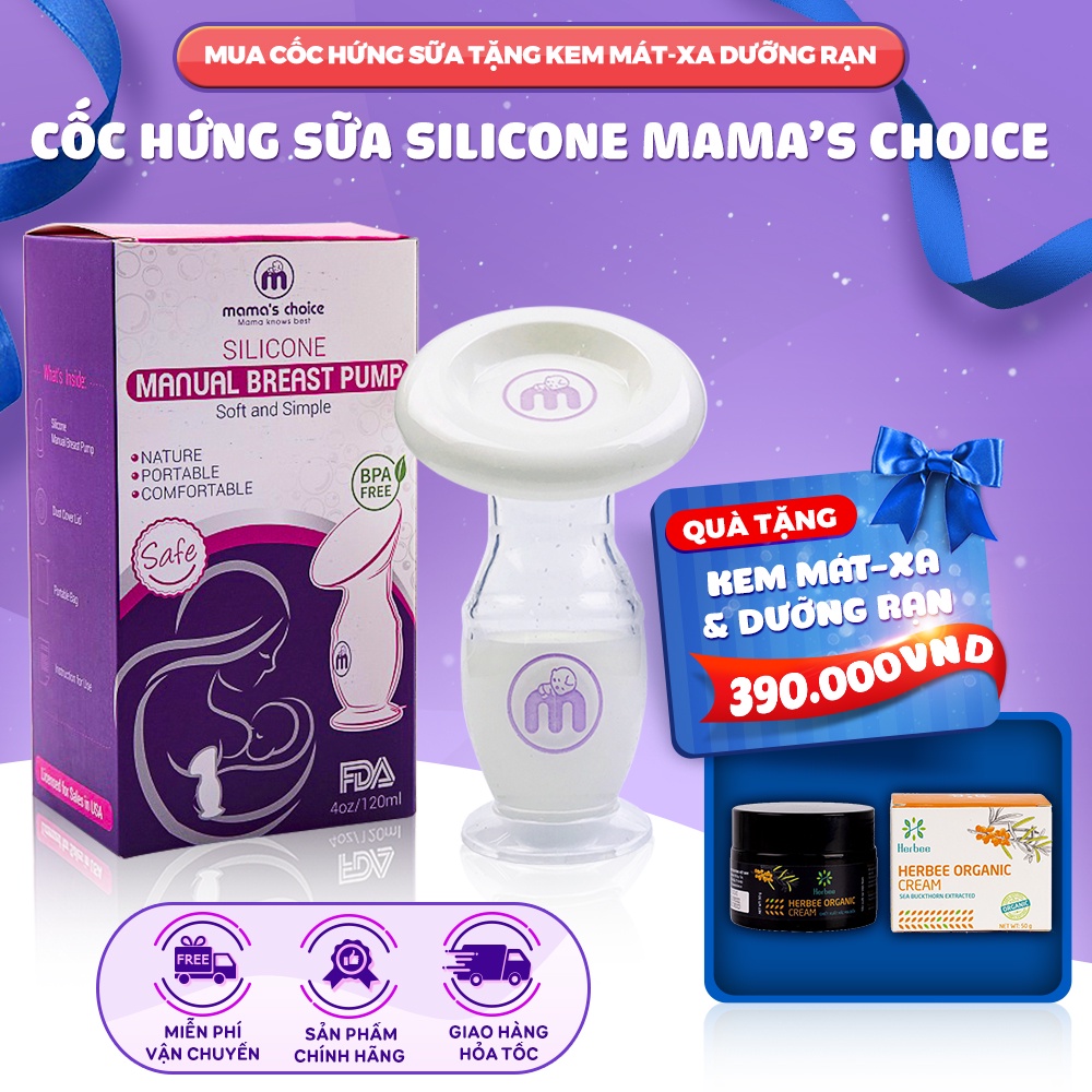 Cốc Hứng Sữa Mama’s Choice, Hút Sữa Rảnh Tay, Chất Liệu Silicone Cao Cấp, Chứng Nhận An Toàn FDA