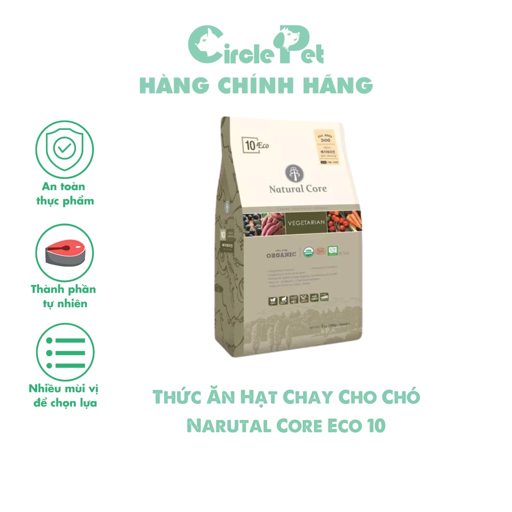 Thức Ăn Hạt Chay Cho Chó Narutal Core Eco 10 Bổ Sung Vitamin Khoáng Chất Gói 1kg - Circle Pet
