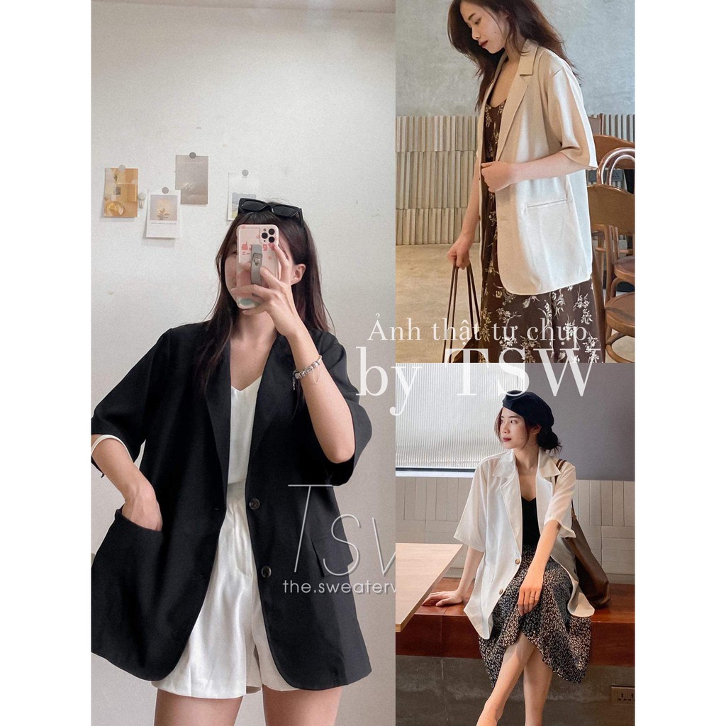 [Mã SKAMCLU7 giảm 10% tối đa 50K đơn 0Đ] Áo khoác blazer tay lỡ chất voan, áo vest cộc tay, tay lửng (Ảnh thật) | BigBuy360 - bigbuy360.vn