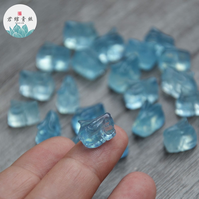Băng Yingge Vòng Tay Pha Lê Trong Suốt Tự Nhiên Hình Thỏ Aquamarine
