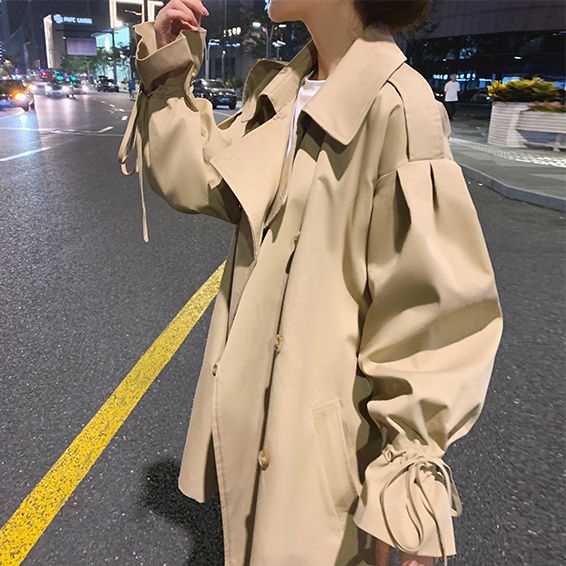 Áo khoác gió dáng rộng thiết kế mới thời trang mùa xuân thu theo phong cách Hàn Quốc 2021 xinh xắn cho nữ 2021