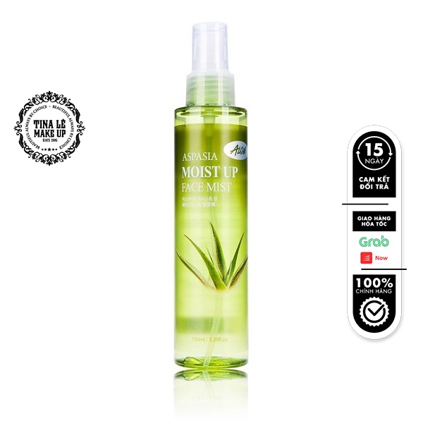 Xịt Khoáng chiết xuất Lô Hội Aspasia Moist Up Face Mist chứa nước tinh khiết và khoáng chất thiên nhiên có lợi cho da