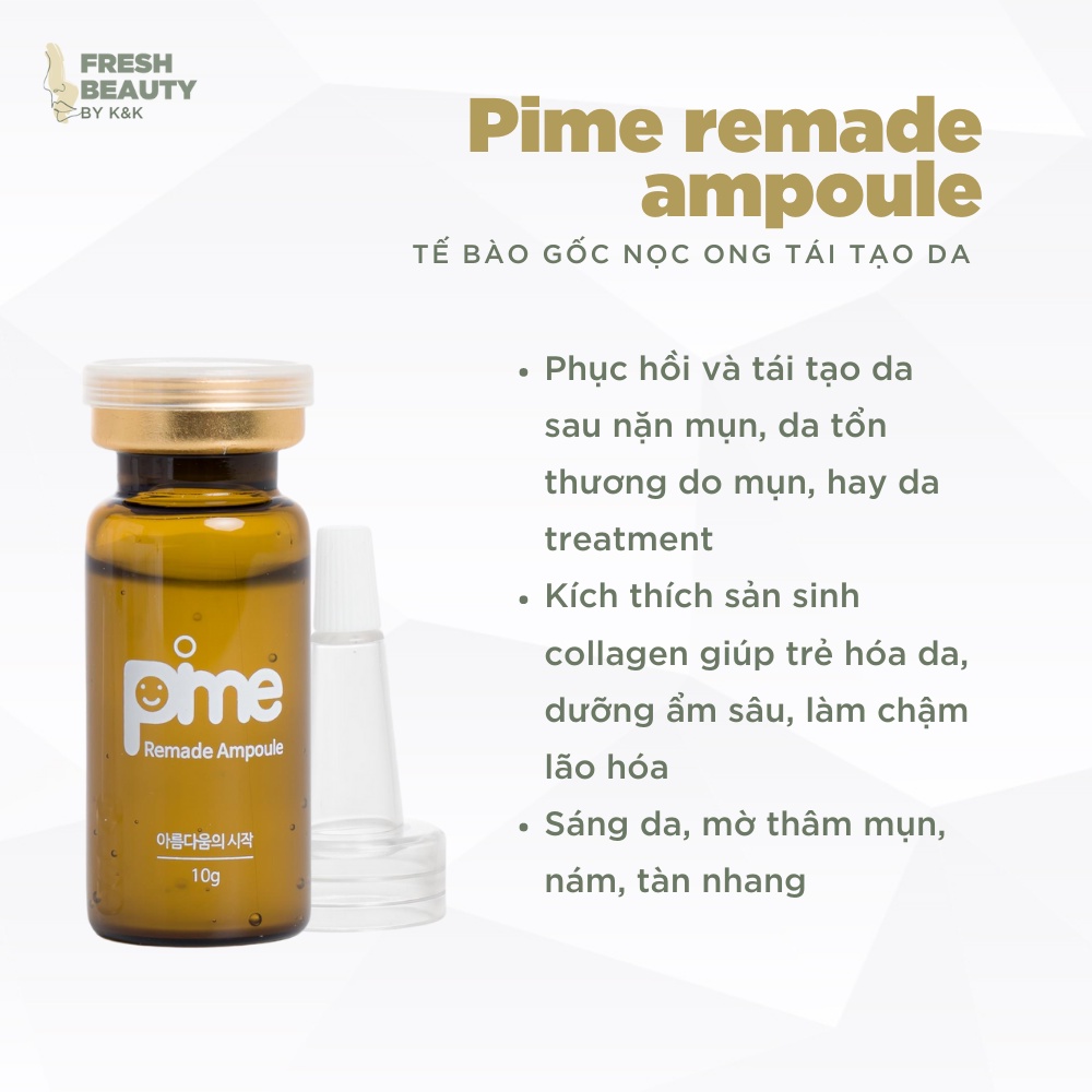 Tế bào gốc nọc ong phục hồi da treatment dạng siêu tinh chất mờ sẹo rỗ, thâm nám, se chân lông Pime Remade Ampoule 10ml