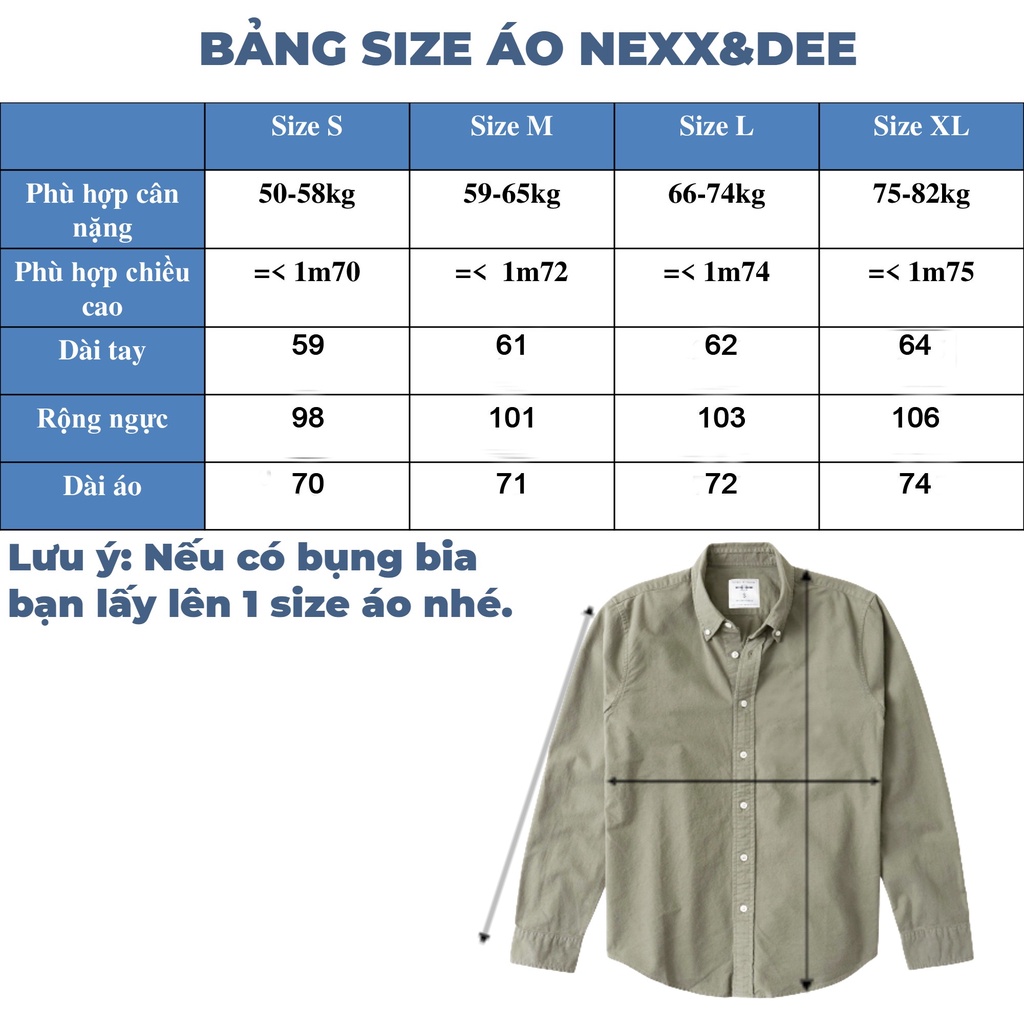 Áo sơ mi nam tay dài trắng vải oxford Nexx&Dee công sở cao cấp NS023