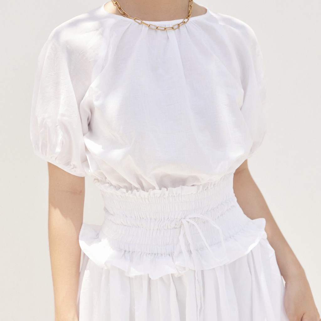 KEY SKIRT - Chân váy trắng dài bo eo