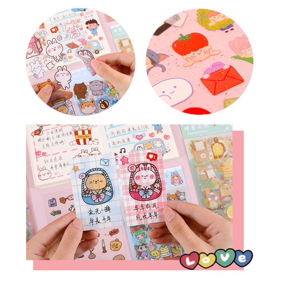 Flowertree Bộ 6 Sticker Dán Trang Trí Sổ Tay Hình Hoạt Hình