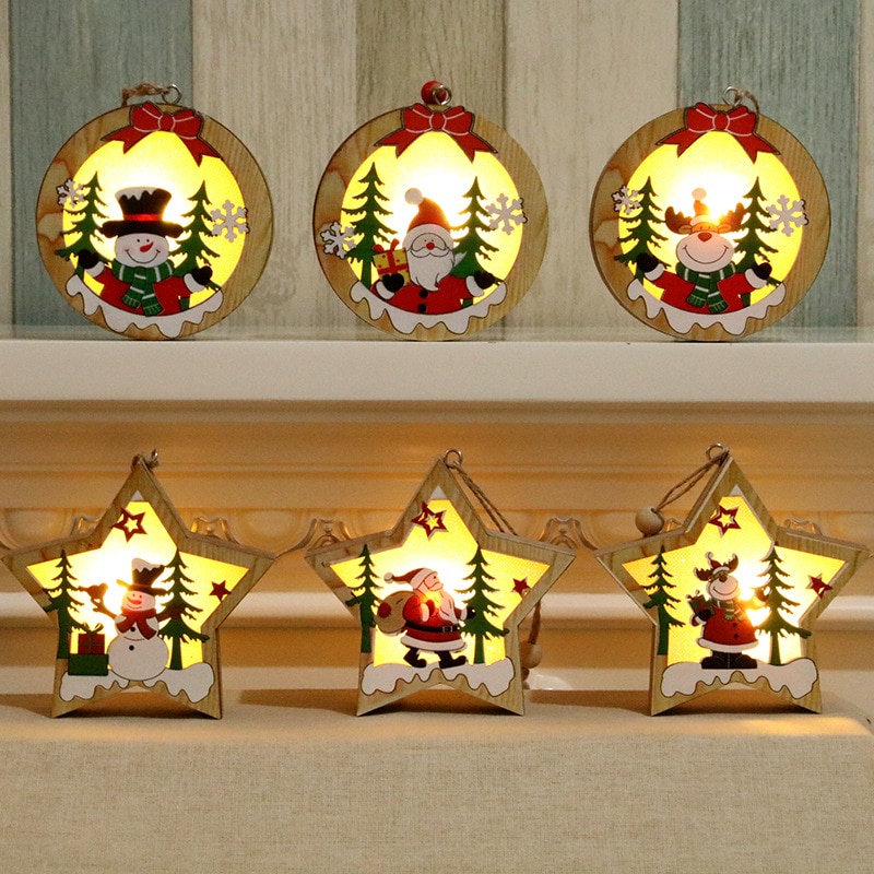 Ngôi Nhà Gỗ Có Đèn Led Dùng Trang Trí Cây Thông Giáng Sinh Năm Mới DIY