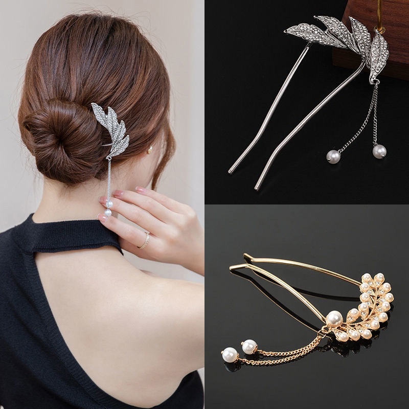 Trâm cài tóc ngọc mặt dây chuyền phong cách đơn giản cổ xưa, trâm búi tóc retro cổ tích