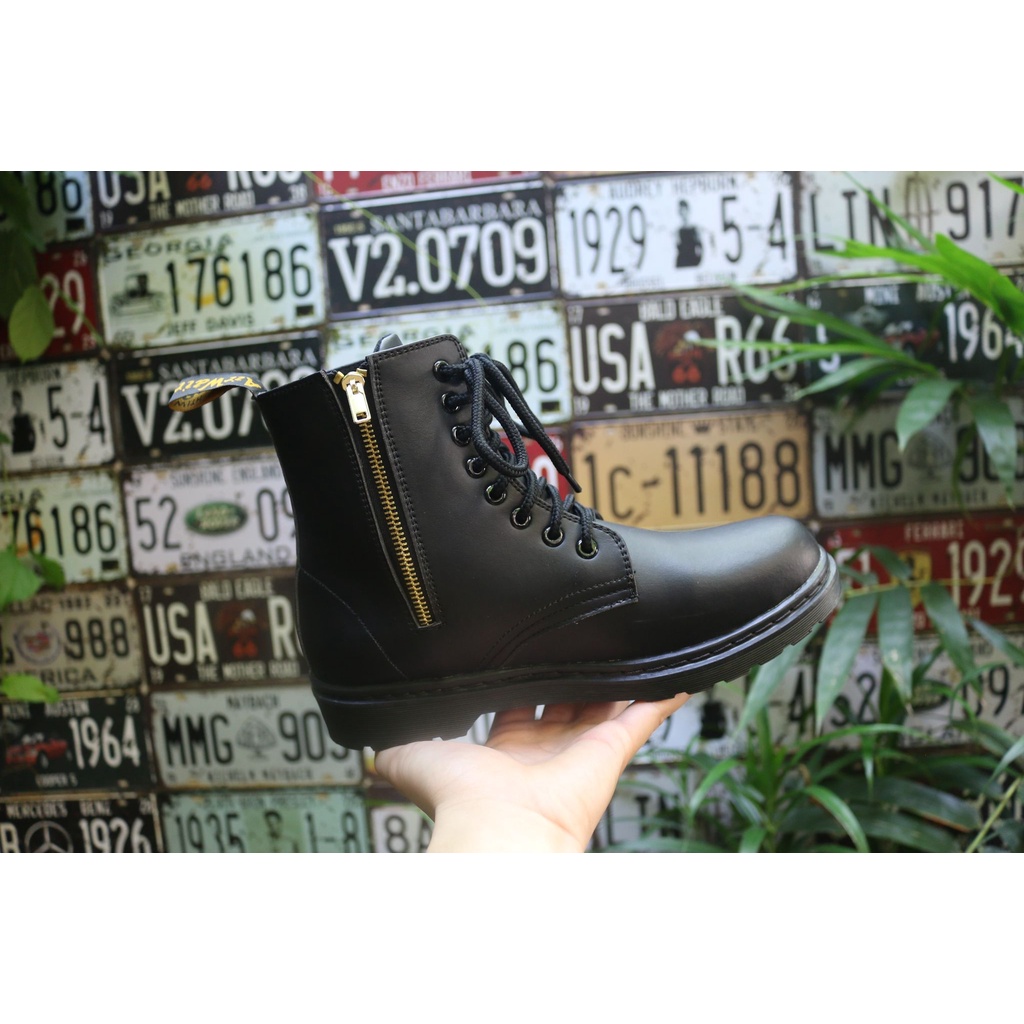 Giày Boots nam nữ Dr.051 Zip All Black đủ size 35-44, Lucas Shoes bảo hành 1 năm