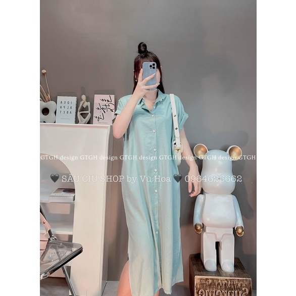 Váy Sơmi Đũi Dáng Dài 6 Màu Siêu Mát Có Ảnh Thật