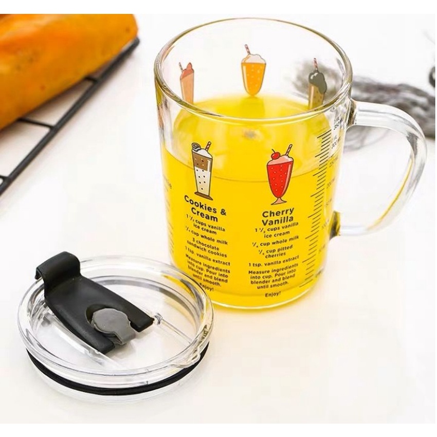 Combo 4 Cốc thủy tinh pha các loại đồ uống siêu tiện lợi ly giữ nhiệt có nắp đậy tặng ống hút chịu nhiệt 150 độ Angola