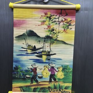 Combo: sổ tre gỗ + tranh mành tre