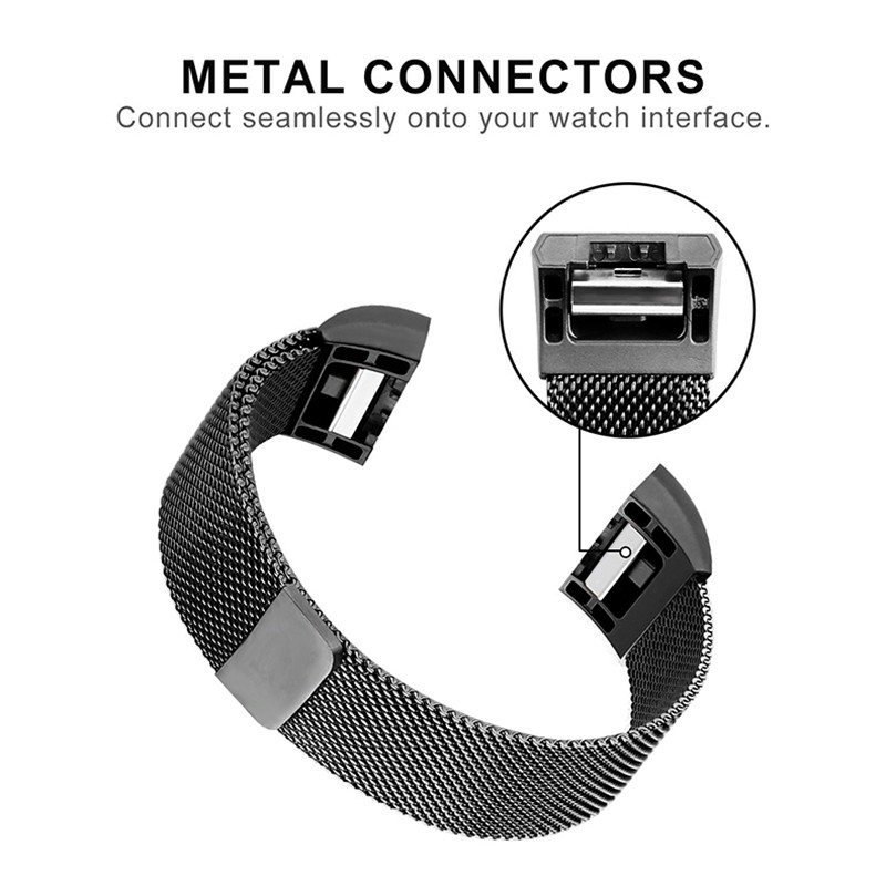 Dây đeo kim loại Milanese Loop cho Fitbit Charge 2 Fitbit Charge 3 Thép không gỉ Vòng đeo tay thay thế dây đeo