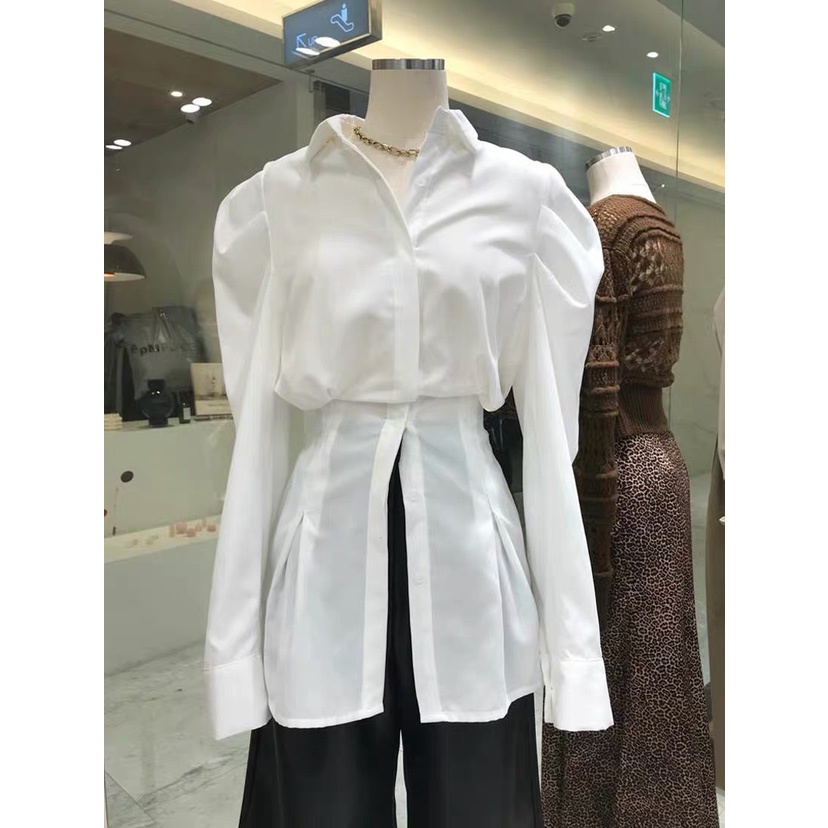 [Mã FAMARAL1 giảm 10K đơn 50K] ÁO SƠ MI TRẮNG LI TRƯỚC CHUN LƯNG