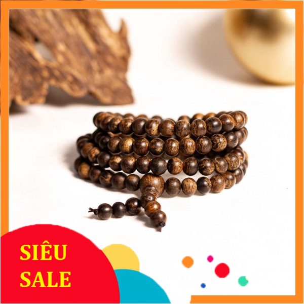 Vòng cuốn tay chuỗi 108 hạt trầm hương cho nam nữ vòng đeo tay 108 hạt trầm hương cho cặp đôi - vinetshop9x