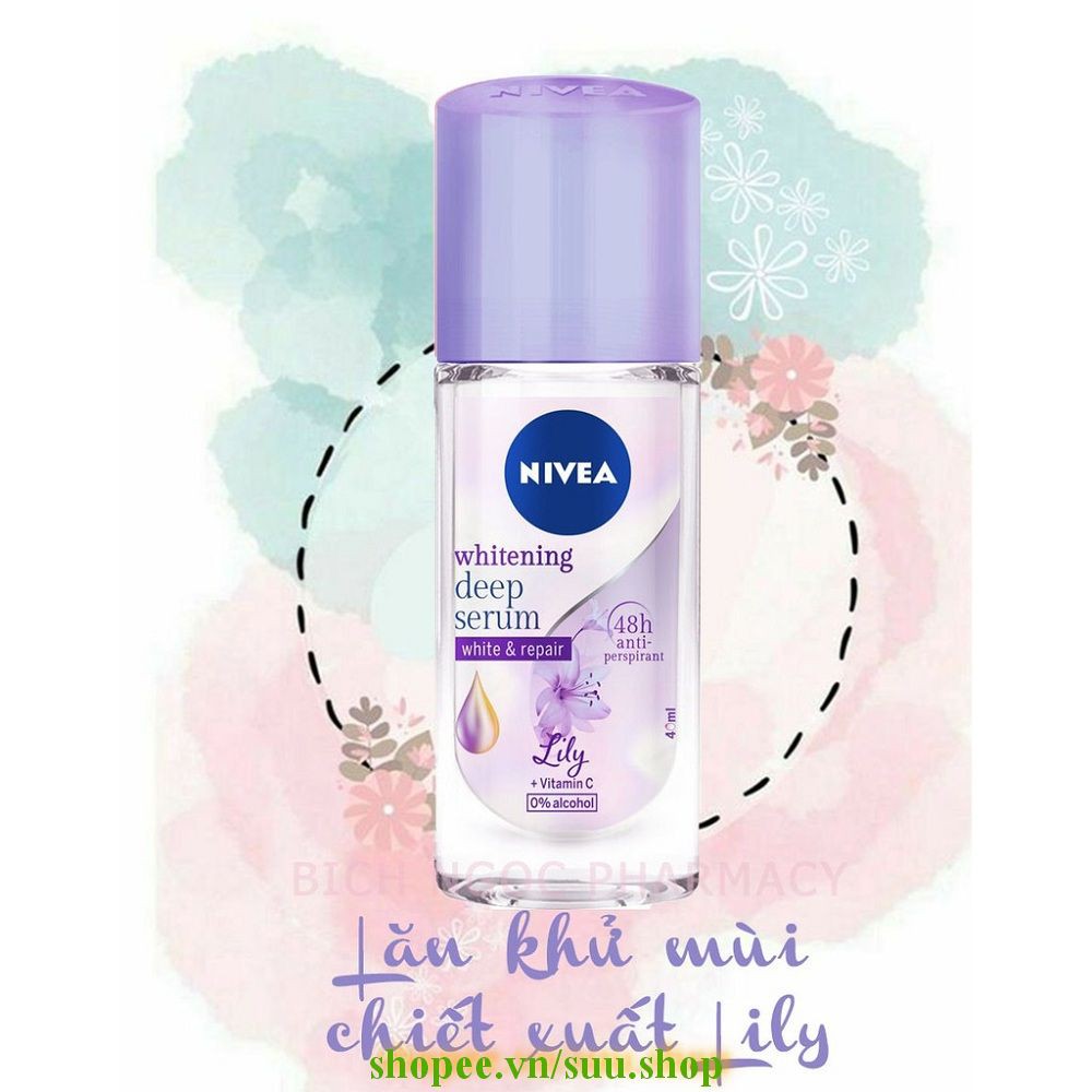 Lăn Khử Mùi Nữ 40ml Nivea Serum Trắng Mịn Hương Hoa Lily, suu.shop Cam Kết 100% Chính Hãng.