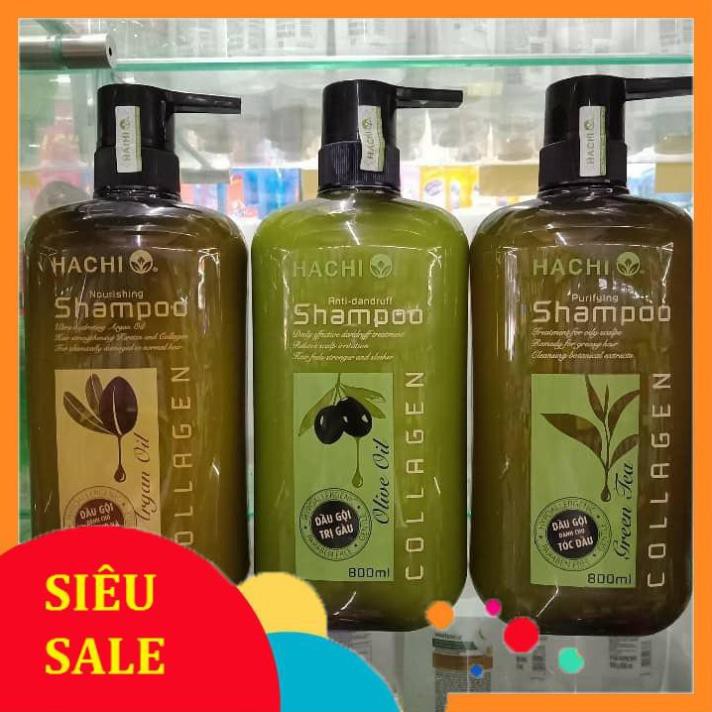 Cặp dầu gội và dầu xả thảo dược Hachi 800ml( dành cho da dầu, rụng tóc, khô tóc, gàu)