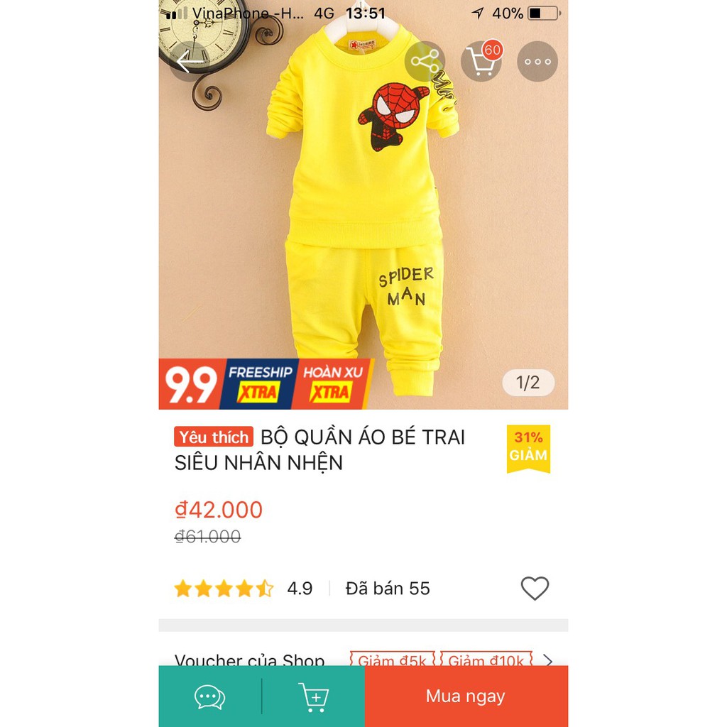 Bộ cotton da cá cho bé từ 8-18kg