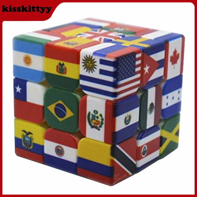 Đồ Chơi Khối Rubik 3x3x3 UV In Hình Cờ Quốc Gia Giáo Dục Cho Trẻ Em