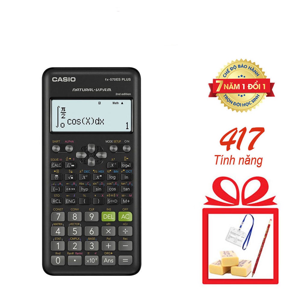 Máy Tính Casio FX 570ES Plus New 2nd Edition Nhập Khẩu Thái Lan 7 Năm Bảo Hành Chính Hãng 417 Tính Năng