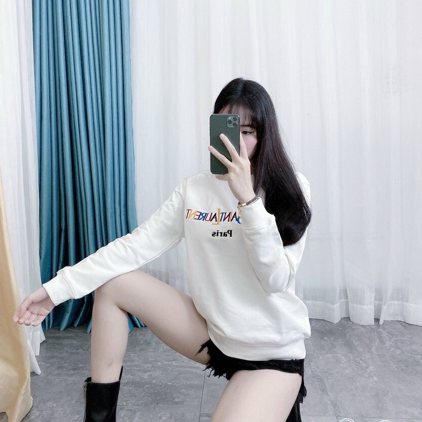 Áo nỉ thêu chữ YvessaintLaurent Paris form rộng cao cấp nhiều màu | BigBuy360 - bigbuy360.vn