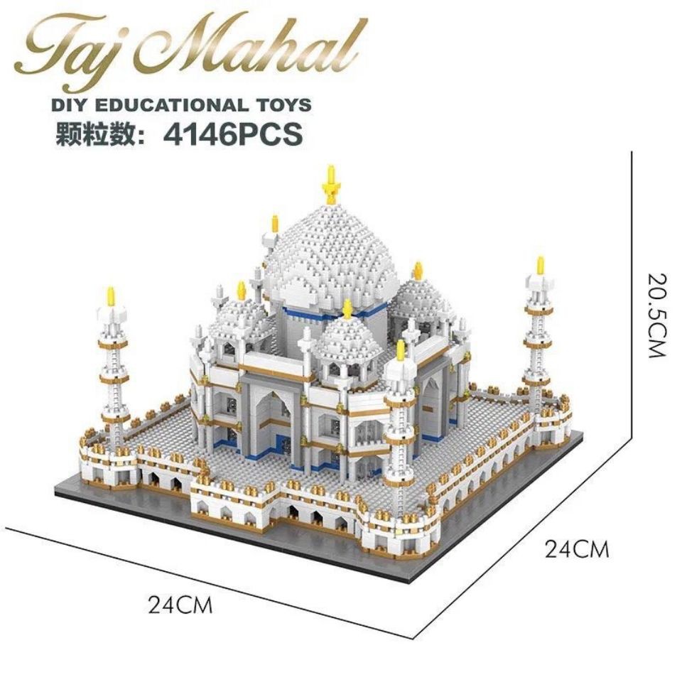 Taj Lăng xây khối xếp hình lắp ghép các hạt nhỏ kim cương xây dựng lâu đài thế giới tương thích với đồ chơi xếp hình Leg