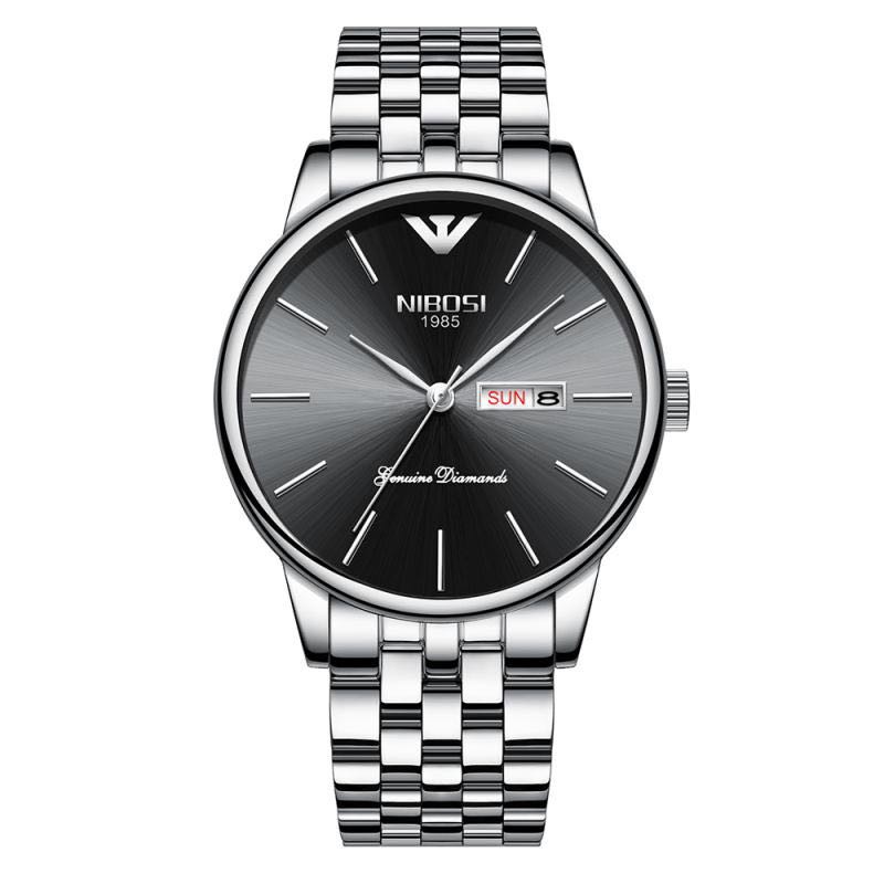 Đồng hồ nam NIBOSI 2332 dây thép đúc mặt kính tráng shapphire lịch ngày cao cấp | BigBuy360 - bigbuy360.vn