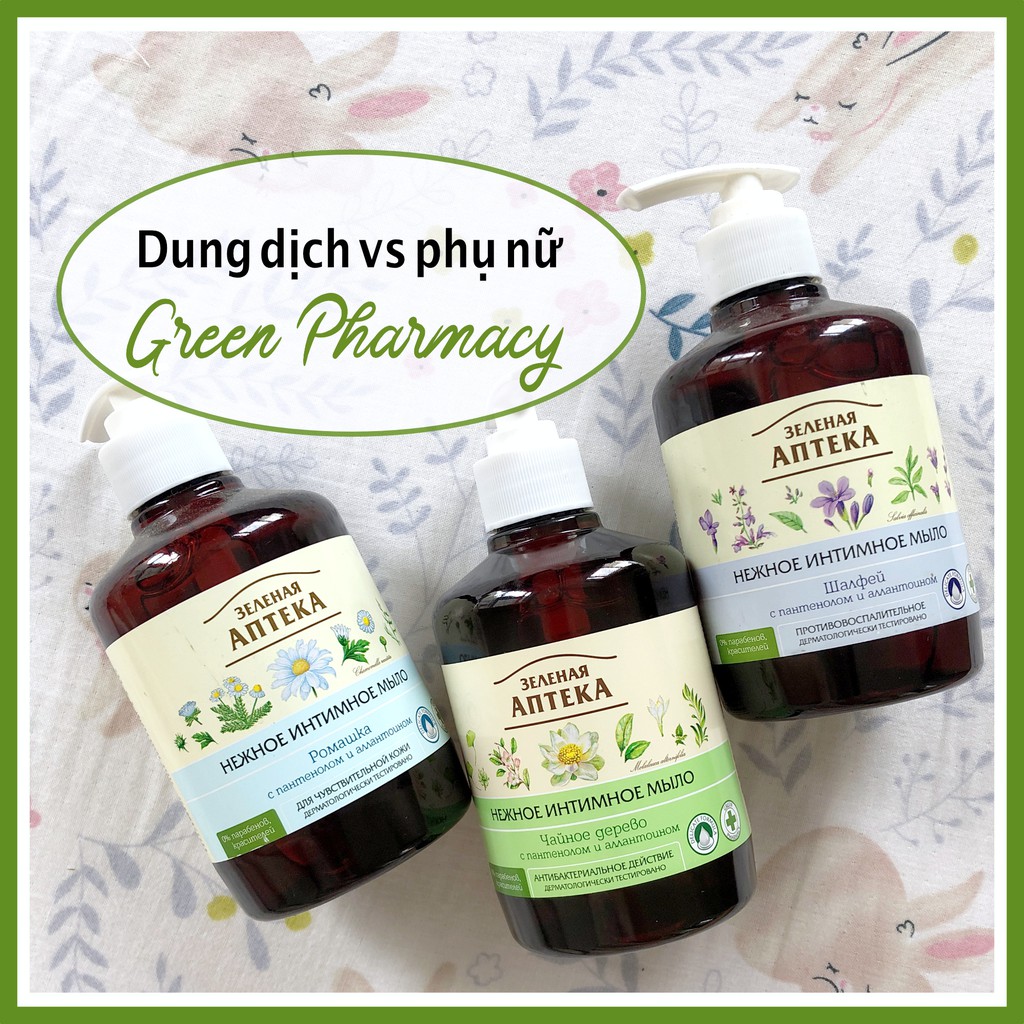 Dung dịch vệ sinh phụ nữ dạng gel Apteka Green Pharmacy [ Lavender, Trà xanh, Sữa, Hoa cúc)