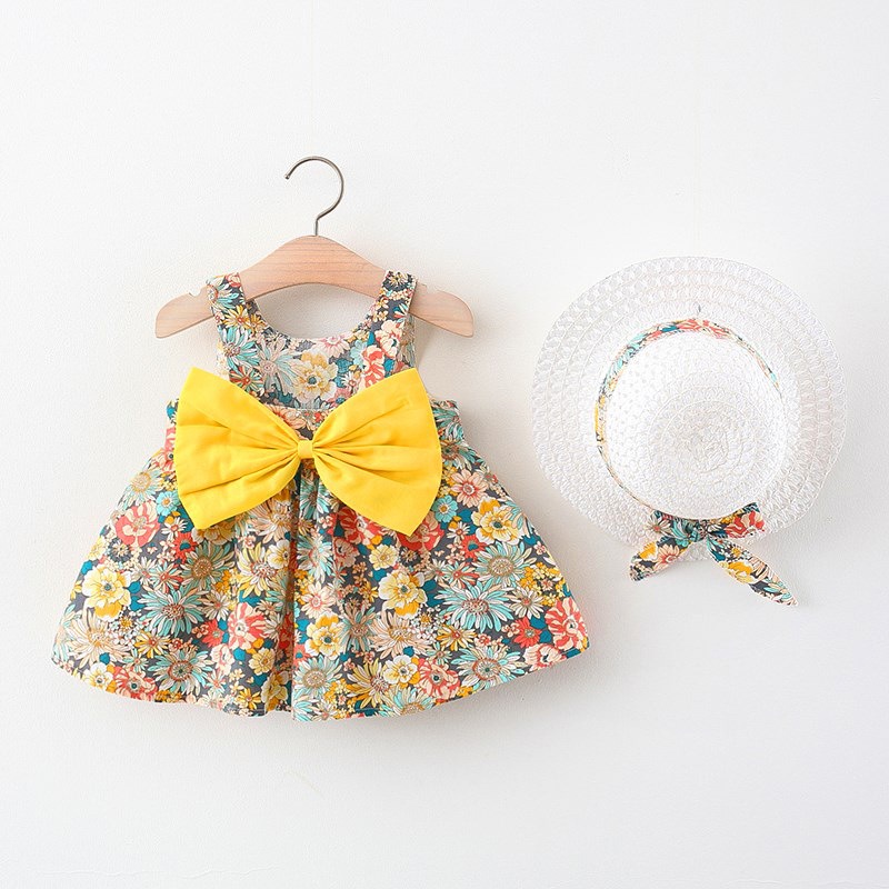 Đầm xòe bé gái kèm mũ rộng vành cực xinh, đầm đi chơi cho bé từ 8-16kg Easy Baby (SD-3773G)