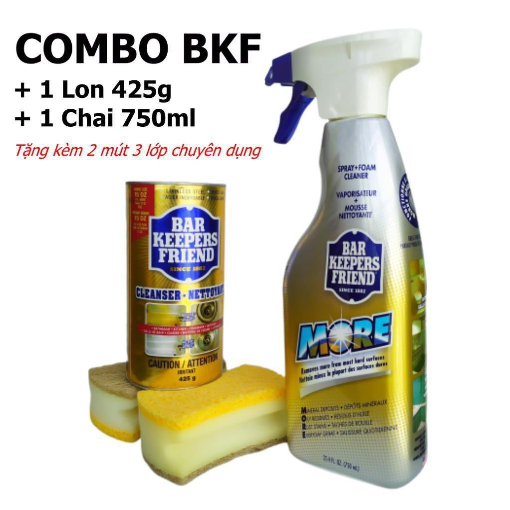 Combo Bột làm sạch BKF  (420g)+ Bình xịt bọt tẩy rửa đa năng BKF (720ml) -Làm sạch kính phòng tắm -Làm sạch kính bể cá