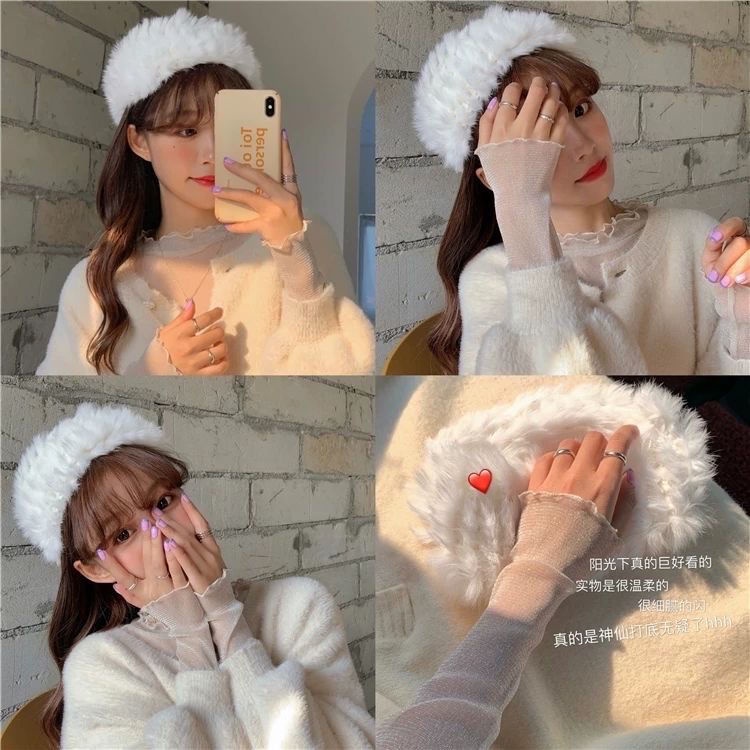 Áo Sơ Mi Dài Tay Hai Lớp Viền Ren Mềm Mại Nhẹ Nhàng Thanh Lịch Cho Nữ