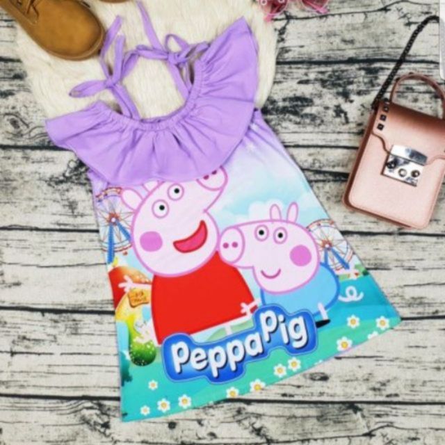 Đầm in 3D heo Peppa cho bé (xanh 1,3,hồng 2,8)