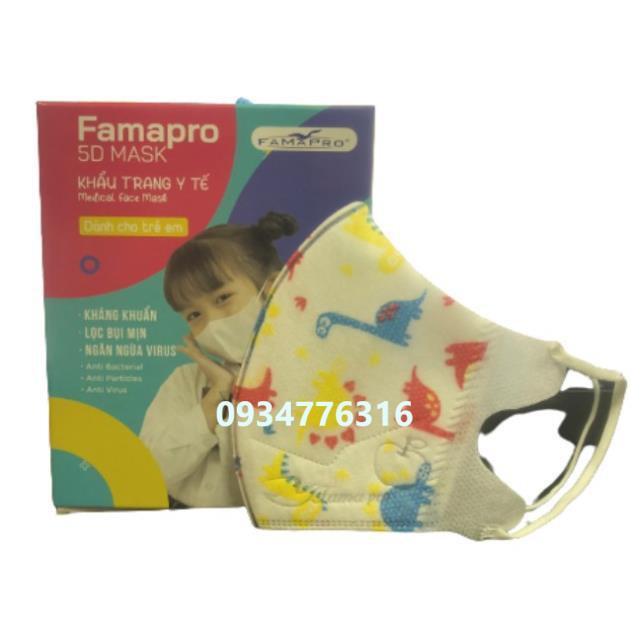 ✅ Khẩu trang y tế trẻ em kháng khuẩn 3 lớp Famapro 5D Baby hình (10 cái/ hộp )