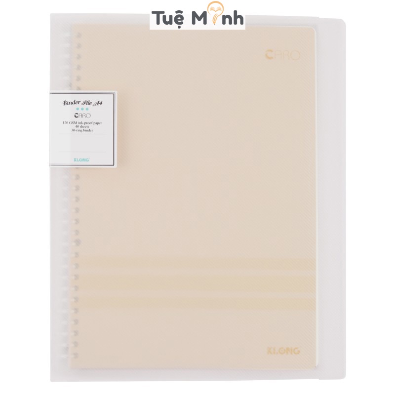 Sổ Binder còng nhựa Klong A4 40 tờ Caro MS 554 File nhựa kẹp còng màu Pastel, Klong