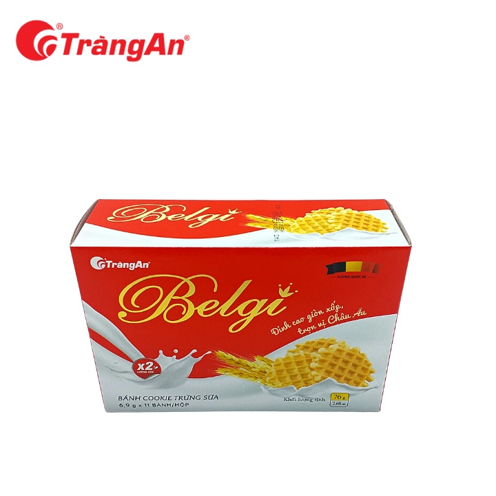 [Nhỏ gọn] Hộp bánh Belgi trứng sữa 76g, thương hiệu Tràng An, hạn sử dụng 12 tháng, date luôn mới, thích hợp bày lễ