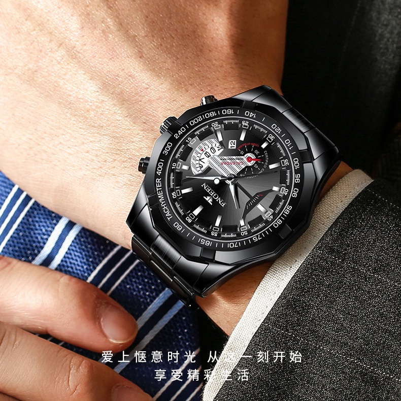 Đồng hồ đeo tay FNGEEN S001 bộ máy quartz dây đeo bằng thép không gỉ thời trang