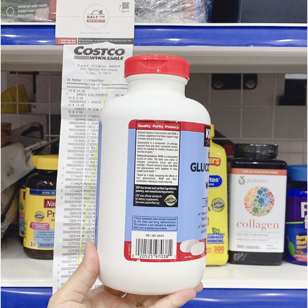 GLUCOSAMINE 375 VIÊN 1500MG KIRKLAND CỦA MỸ MẪU MỚI