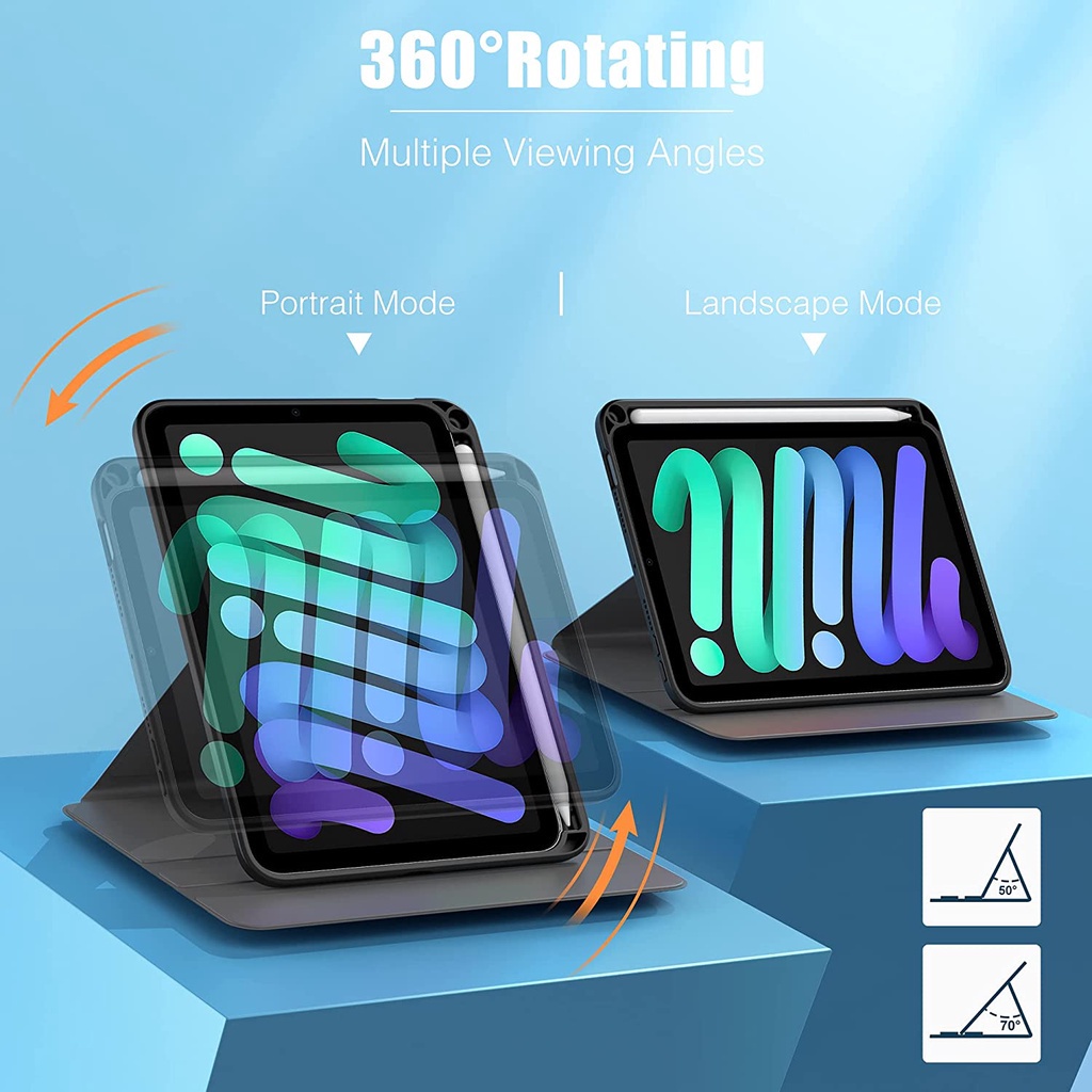 Bao Da Máy Tính Bảng Có Thể Xoay 360 Độ Cho ipad Mini 6 8.3 inch (2021 Model) ipad 7/8/9 Air410.9 Air5 2022 pro12.9 inch
