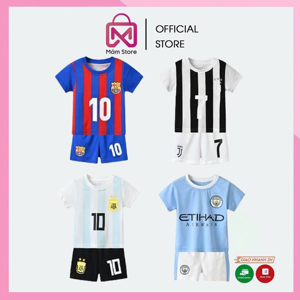 Bộ Quần Áo Bóng Đá Cộc Tay Cho Bé Trai Và Bé Gái Chất Thông Hơi 4 Chiều Thấm Hút Mồ Hôi Cực Tốt Size 5 - 15 kg