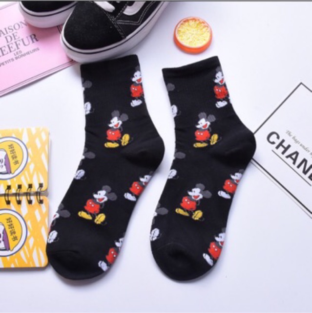 [ MICKEY MOUSE ] Tất Cao Cổ Hàn Quốc - Dễ Mix Đồ - Hoạ Tiết Chuột Mickey Độc Đáo - Tất Unisex Dùng Cho Cả Nam Và Nữ Cute