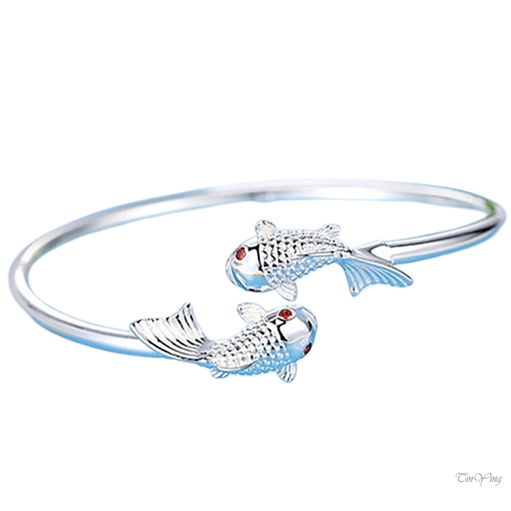 GETNOIVAS Vòng Đeo Tay Bằng Kim Loại Hình Cá Chép Sáng Tạo Cá Tính Bền Bỉ Cá Tính Thời Trang Dành Cho Nam Nữ