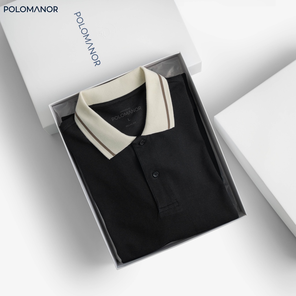 Áo Polo nam form rộng UGO-BLACK vải cá sấu cotton UNI, nam tính, thanh lịch, sang trọng - POLOMANOR