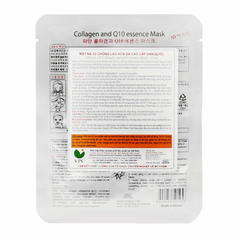 Mặt Nạ 3D Mayan Colagen Q10 25ml/miếng