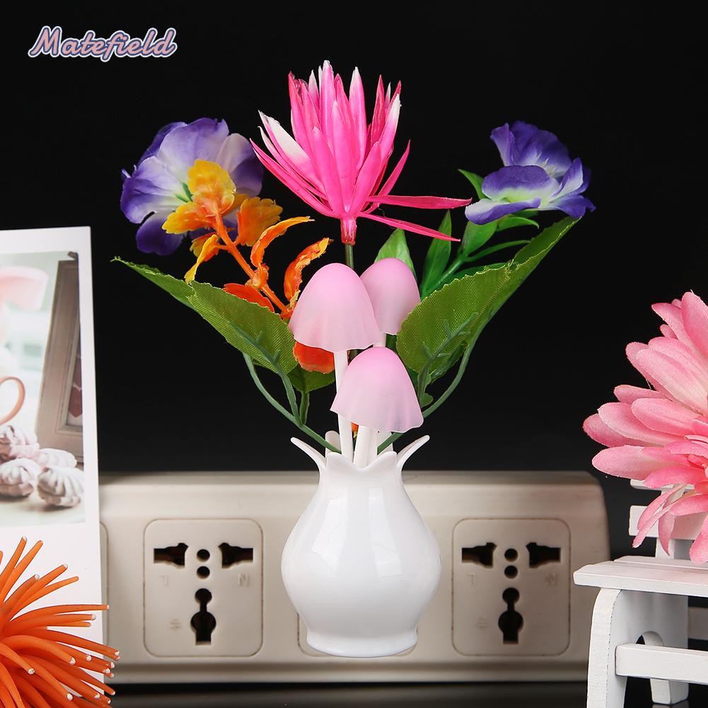 US Plug-in LED Night Lamp Flower Shape Colorful Lighting Sensor for Bedroom