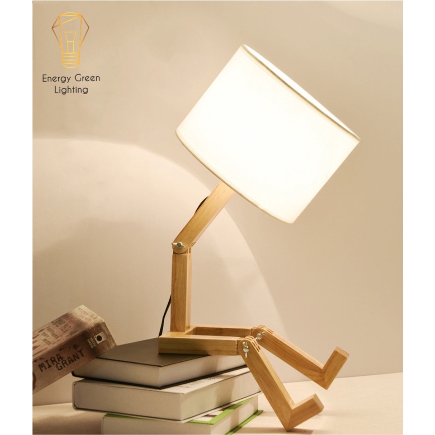 Đèn Ngủ Để Bàn Energy Green Lighting  8031 - Các Khớp Nối Gỗ Điều Chỉnh - Thiết Kế Độc Đáo, Mới Lạ - Tặng Kèm Bóng Led