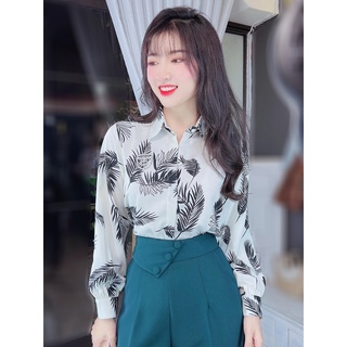 Áo sơ mi nữ tay dài lụa mango mềm mượt CHUU A8069