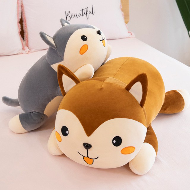 Gấu bông chó husky mới 2 màu nâu, xám kích thước 55cm - 95cm Homi House