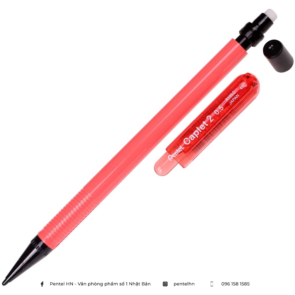 Bút Chì Kim Pentel Caplet Màu Neon A105C Ngòi 0.5mm | Thiết Kế Đẹp Mắt | 4 Màu Vỏ